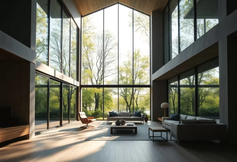 nature indoors trees sunlight and modern homes qeb