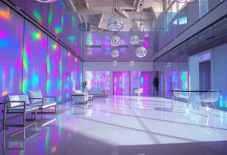 Holographic Interiors - Iridescent Finishes & Light‑Playing Surfaces 3 holographic interiors iridescent light playing surfaces bvw