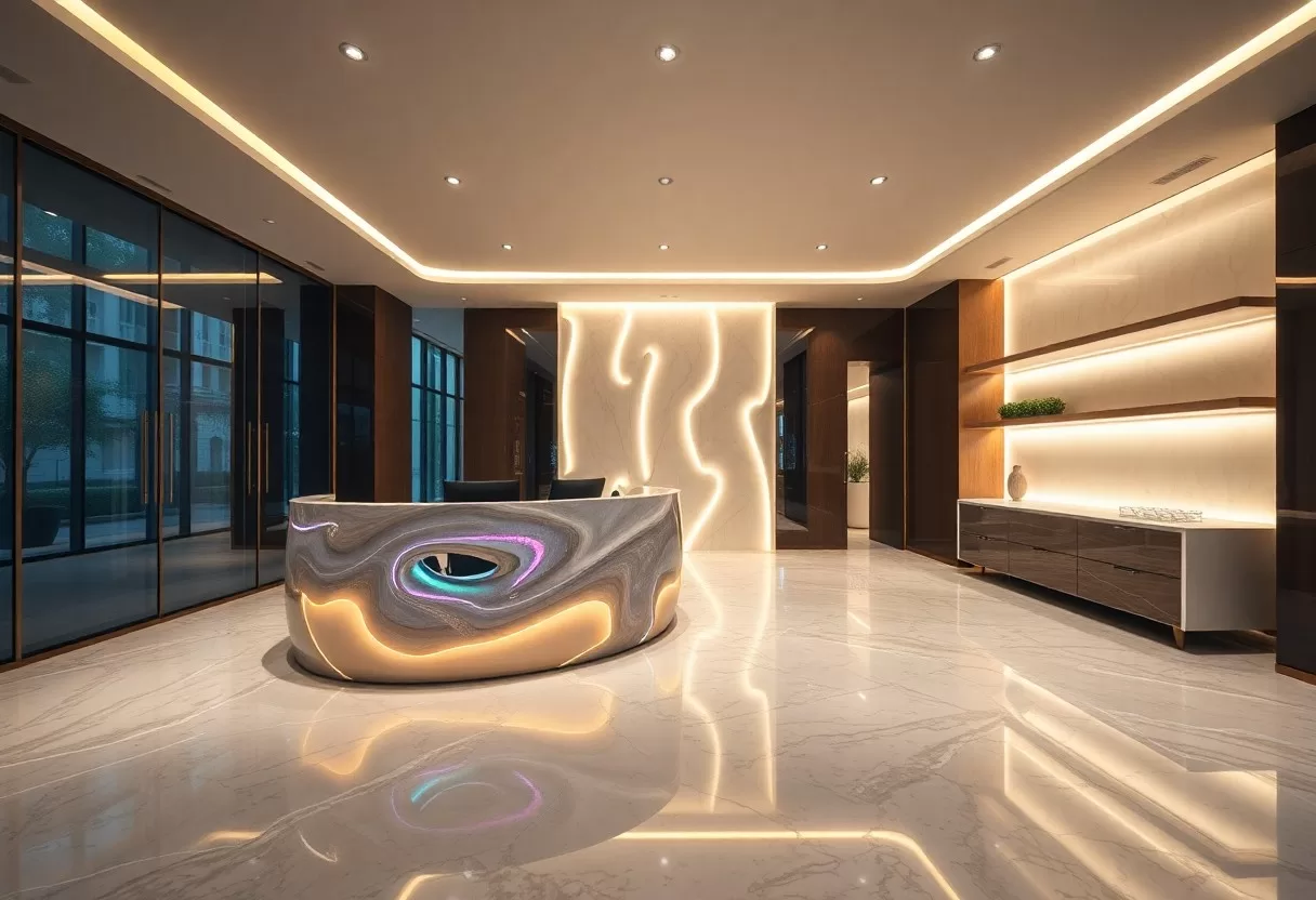 holographic interiors iridescent light playing surfaces ywl